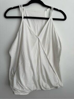 Women’s White Surplice Tank Top with Adjustable Straps
